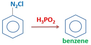 Benzene diazonium chloride and H3PO2 reaction